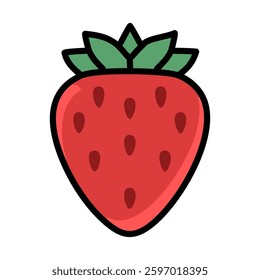 Strawberry vector illustration. Red fill strawberries design editable stroke icon.