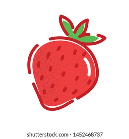 Strawberry. Vector illustration of a tasty red berry in flat and line-art style for print, banner or postcard.