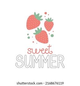 Strawberry Vector Illustration Tshirt Design Slogan Stock Vector ...