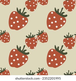 Strawberry vector ilustration seamless patern.Great for textile,fabric,wrapping paper,and any print.