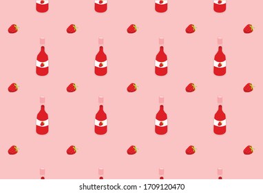 Strawberry vector image that has been fermented in a glass bottle