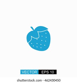 Strawberry vector. Isolated blue icon on white background.