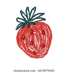 Strawberry, Vector isolated texture illustration in simple hand drawn trendy cartoon style. Isolated on white