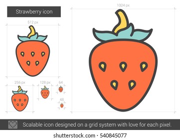 Icono de línea vectorial de fresa aislado en fondo blanco. Icono de línea de fresa para infografía, sitio web o aplicación. Icono escalable diseñado en un sistema de cuadrícula.