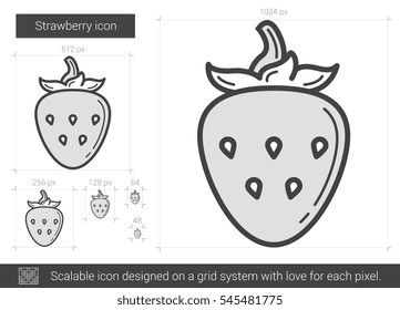 Strawberry vector line icon isolated on white background. Strawberry line icon for infographic, website or app. Scalable icon designed on a grid system.