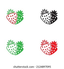 Strawberry vector logo icon set