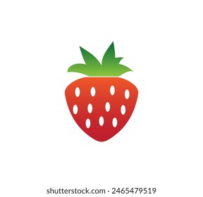 strawberry vector logo illustration icon flat