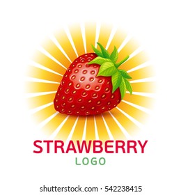 Strawberry vector logo.
Vector illustration of strawberry with leaves.