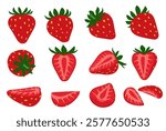 Strawberry vector logo isolated on white background.