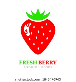 Strawberry vector logo isolated on white background, strawberry flat icon