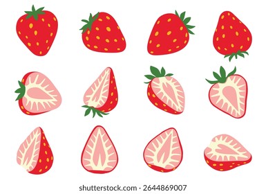 Strawberry vector logo isolated on white background.
