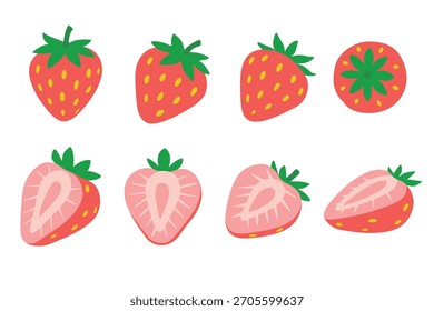 Strawberry vector logo isolated on white background.