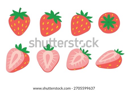 Strawberry vector logo isolated on white background.
