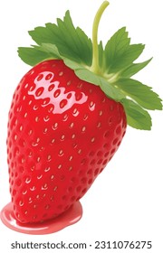 strawberry vector, no background,3d vector icon, fruit