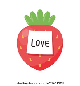 Strawberry vector. Strawberry on white background. Strawberry logo. love label.