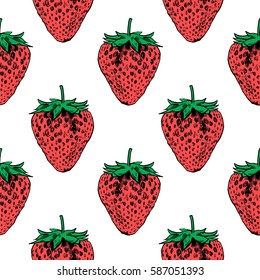 Strawberry vector pattern background