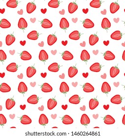 Strawberry vector pattern. Simple flat strawberry icons on white background. Trendy style. Design for textile, fabric, print, smartphone cover, postcard, cover notebooks.

