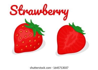 Strawberry Vector. Red strawberry fruit Isolated from white background.