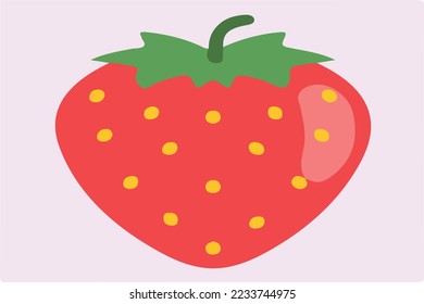 strawberry vector red and green colored