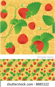 Strawberry vector seamless background.