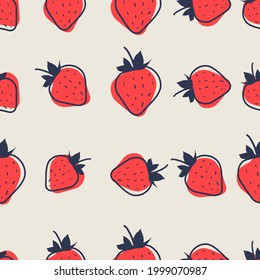 strawberry vector seamless pattern background