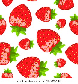 Strawberry. Vector seamless pattern. Floral illustration