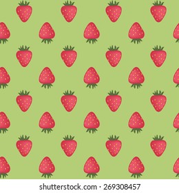 Strawberry vector seamless pattern on light background