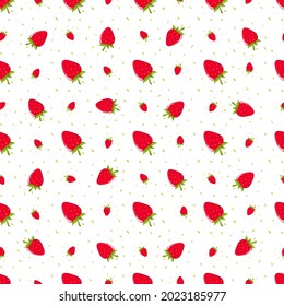 Strawberry vector seamless pattern. Red berries on white background