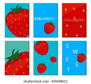 Strawberry. Vector set of bright strwaberry cards. Beautiful  posters