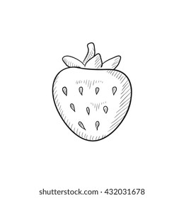 Strawberry vector sketch icon isolated on background. Hand drawn Strawberry icon. Strawberry sketch icon for infographic, website or app.