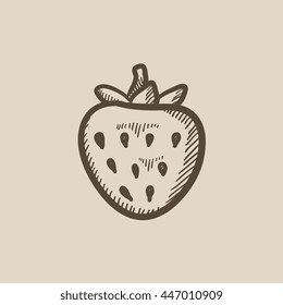 Icono de esbozo vectorial de fresa aislado en el fondo. Icono de fresa dibujado a mano. Icono de boceto de fresa para infografía, sitio web o aplicación.