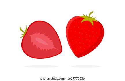 Strawberry Vector. Slice of Strawberry. Strawberry Illustration. Strawberry in flat minimalist style