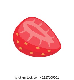 Strawberry vector. Sweet red fruit cut in half for a refreshing summer juice.