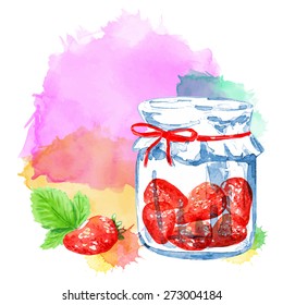 Strawberry. Vector watercolor. Isolated. Food background.