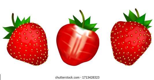 
Strawberry vector whole and a half. stock illustration. universal size. banner, packaging design