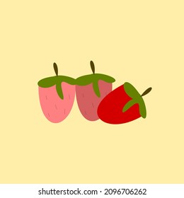 Strawberry vector. Yellow background. Fruits vector.