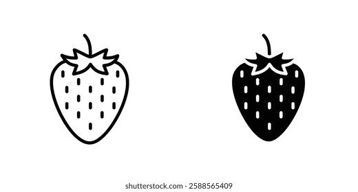 Strawberry vectors icons set in filled and strokes on white background