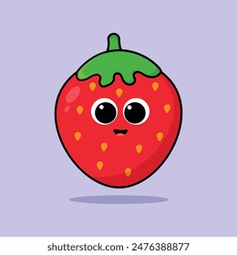 strawberry vegetable cartoon vector illustration. concept of vegetables with cute expressions. flat cartoon style