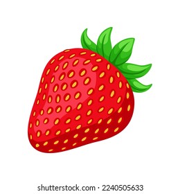 Erdbeere mit Vitamin C, Vektorgrafik. Cartoon Zeichnung von angereichertem organischem Antioxidans, Erdbeere. Lebensmittel, Ernährung, Ernährungskonzept