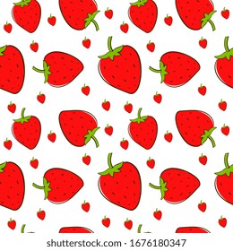 Strawberry wallpaper, illustration, vector on white background.