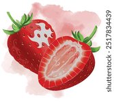 Strawberry Watercolor hand drawing on it.