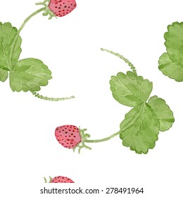 strawberry watercolor seamless pattern.