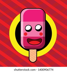 strawberry and watermelon ice cream cartoon vector clipart
