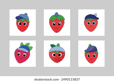 Strawberry Wearing a Cap Vector Illustration