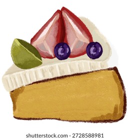 Strawberry whipped cream, basque cheese cake tart dessert.