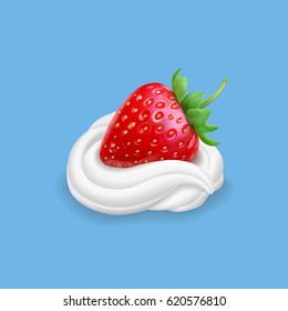 Strawberry in whipped cream or milk swirl