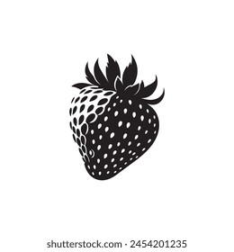 strawberry in white background. strawberry black vector art