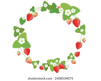 Strawberry wreath frame vector illustration