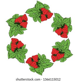 Strawberry. Wreath. Hand drawn vector illustration.