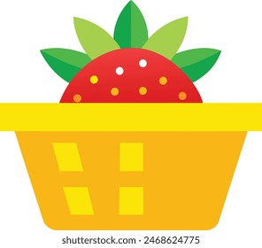fresa en ilustración de Arte vectorial de cesta amarilla